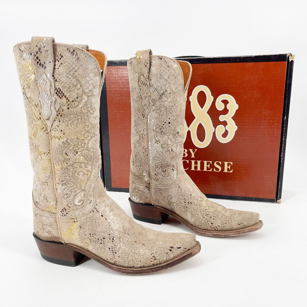 Lucchese Women’s 7 Stone Metallic Python Print Su… - image 1